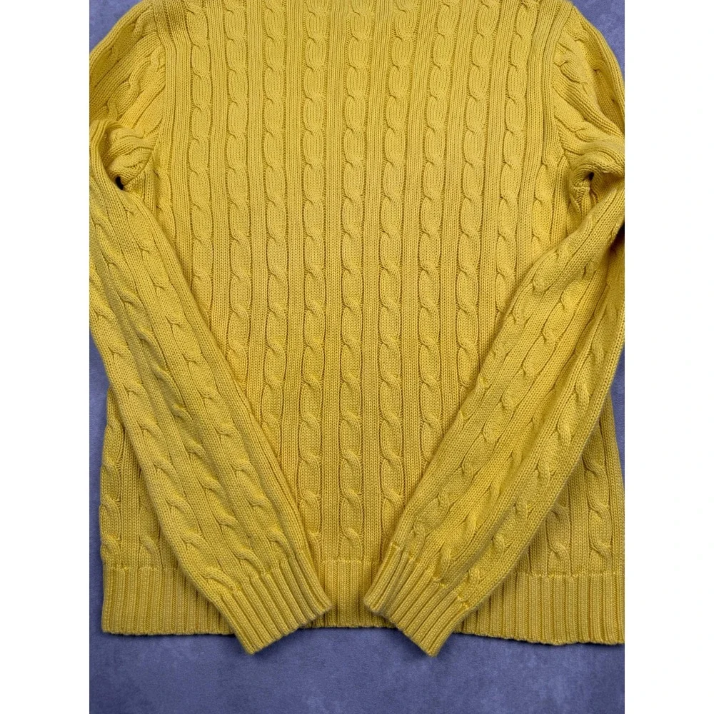 Polo Ralph Lauren Mens S* Yellow Cable Knit Crewneck Sweater Pony Logo Classic
